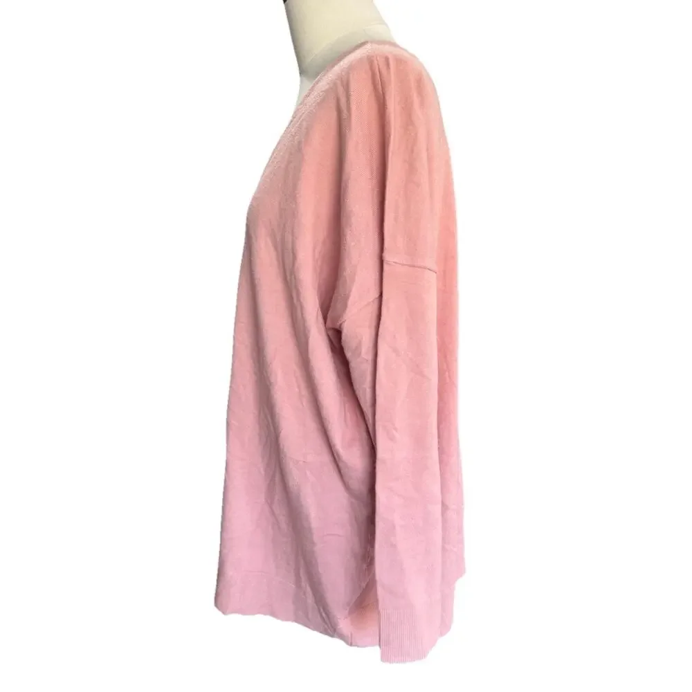 Torrid Pink V Neck Slouchy Pullover Sweater NWT Size 1 1X Plus 14 16 Knit Casual